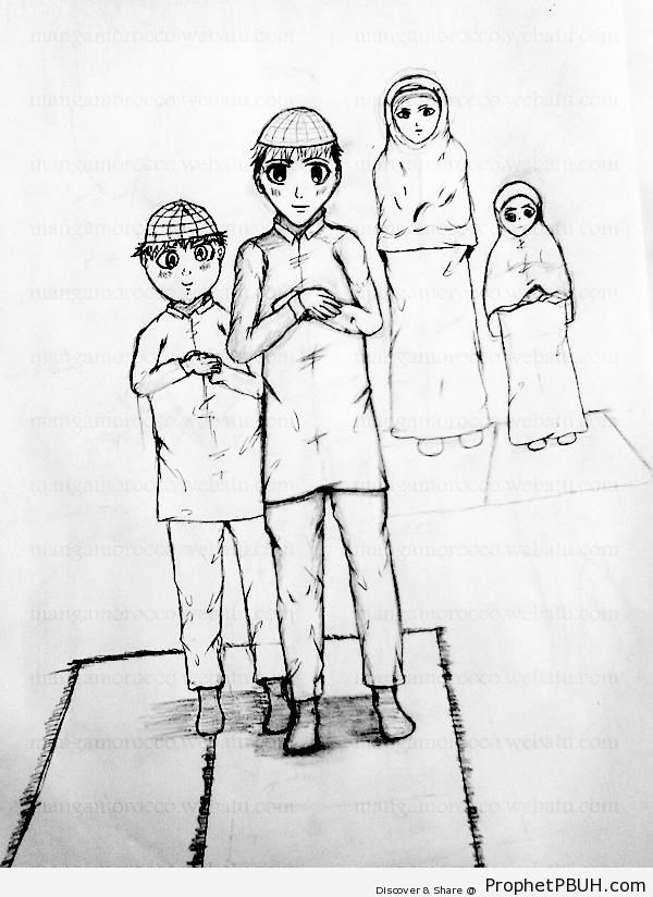 Muslim Family (Manga Drawing) - Drawings