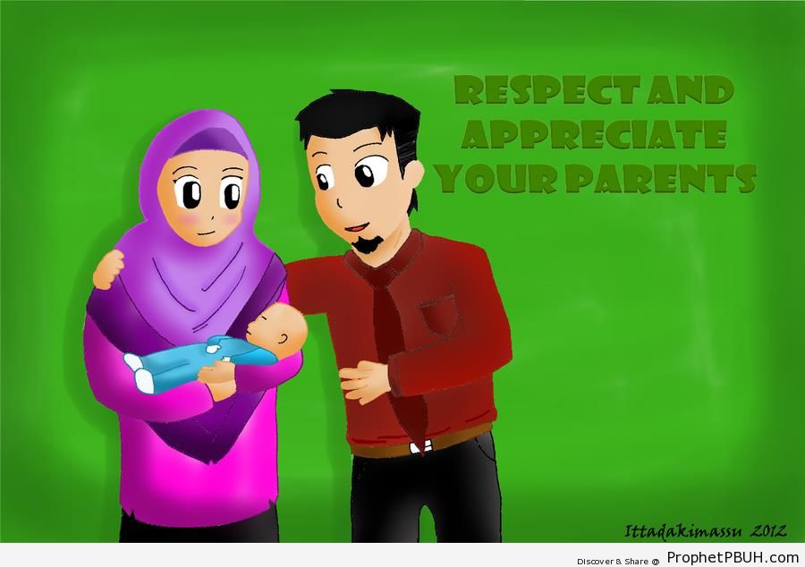 Muslim Family (Parents and Little Boy) - Drawings 