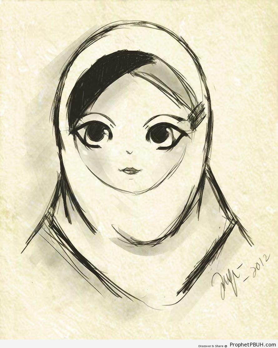 Muslim Girl Drawing - Drawings 