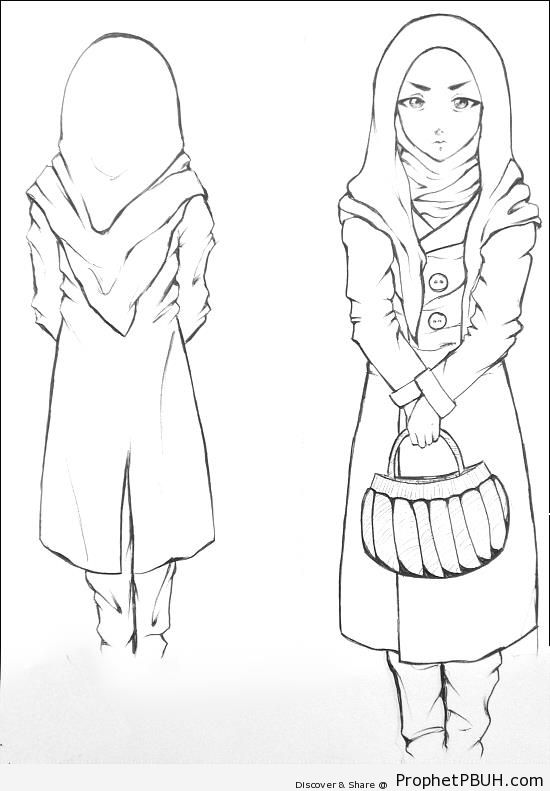 Muslim Girl Drawing - Drawings -002