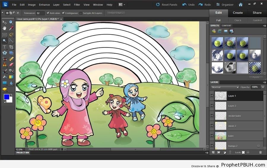 Muslim Girls Playing Outdoors (Manga & Anime Style) - Drawings 