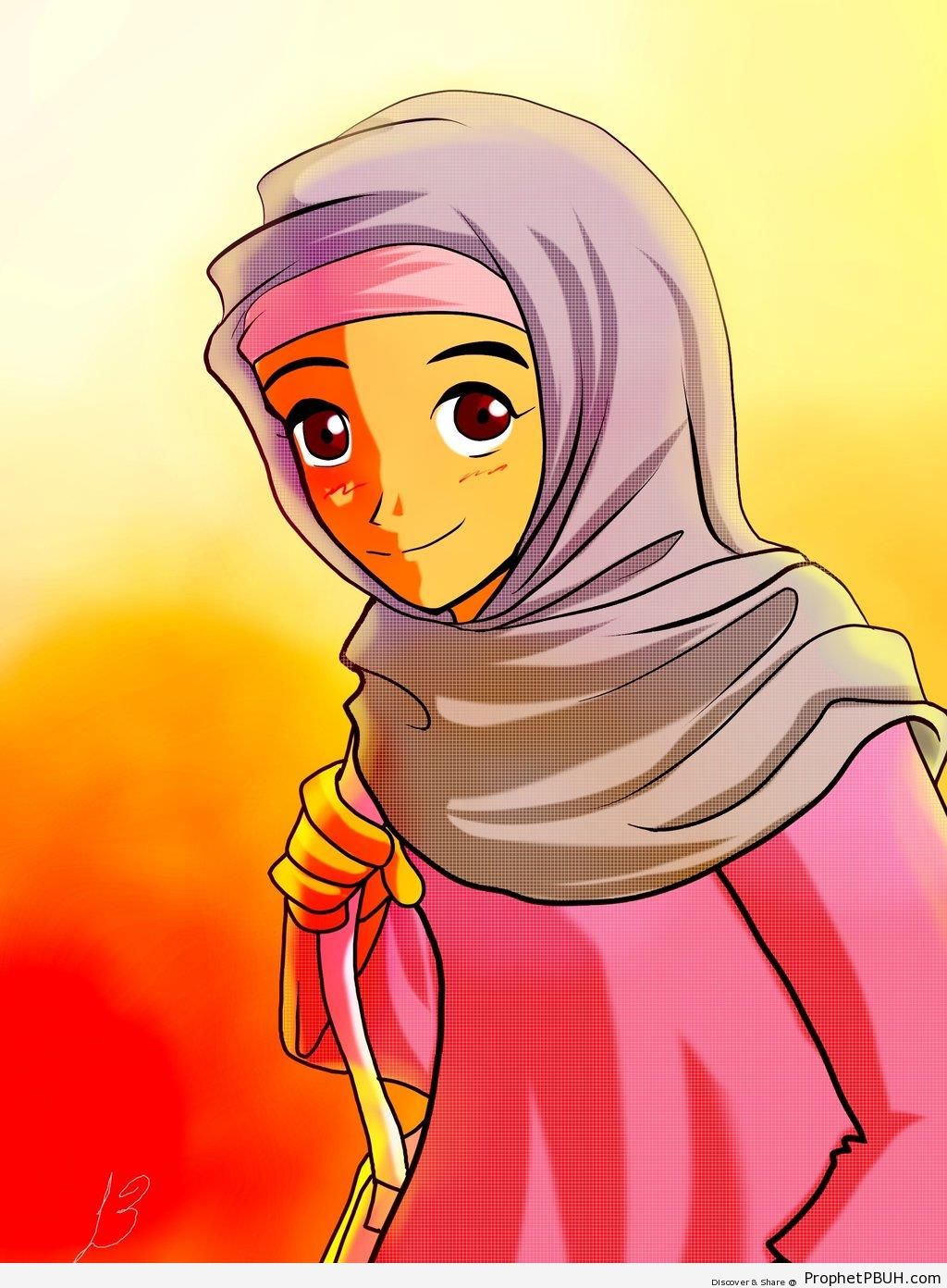 Muslim Lady - Drawings 