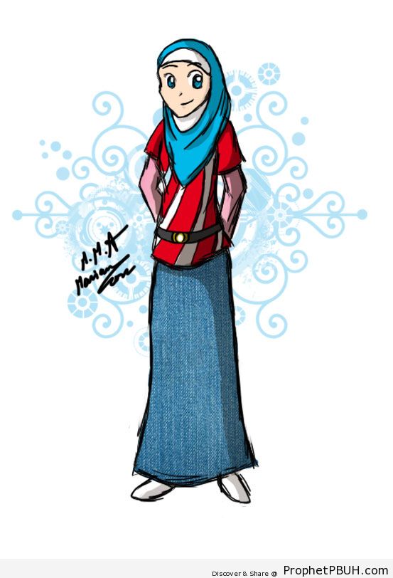 Muslim Woman Drawing - Drawings