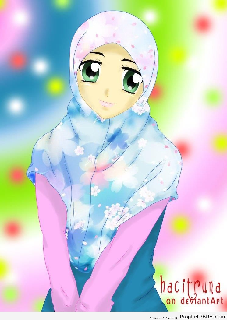 Muslim Woman Portrait (Manga & Anime Style Drawing) - Drawings 