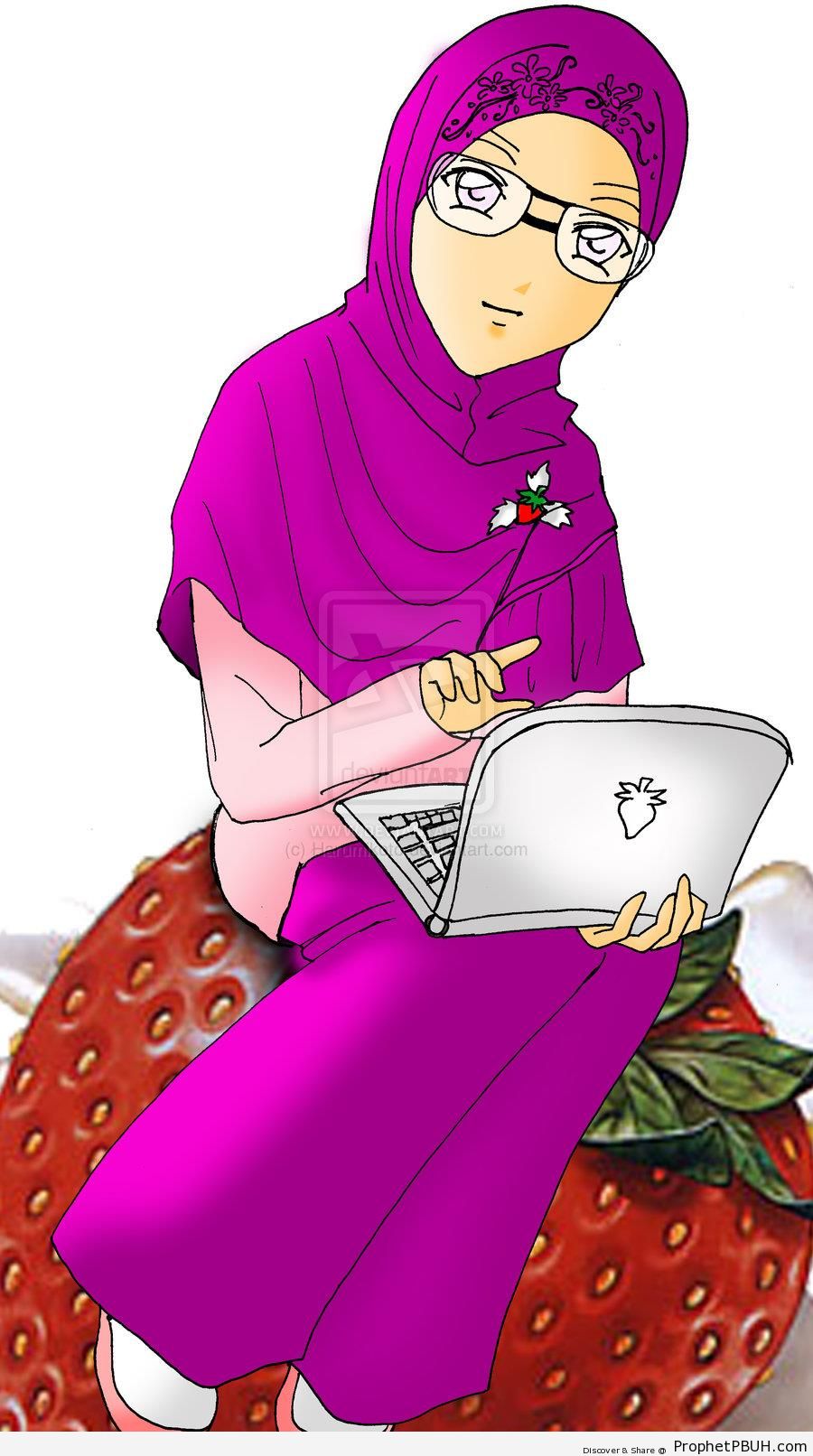 Muslim Woman in Glasses - Drawings 