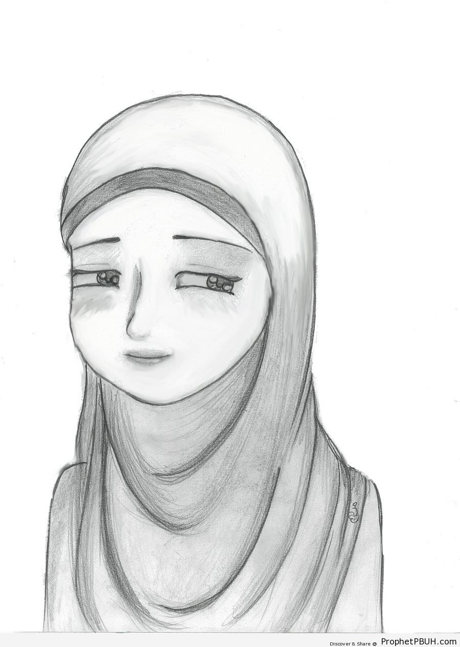 Muslimah Averted Eyes Drawing - Drawings 
