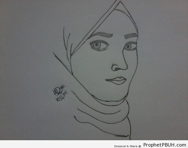 Muslimah Pencil Drawing - Drawings