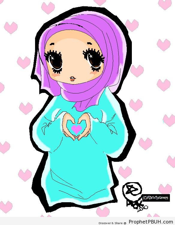 Muslimah and Hearts - Drawings
