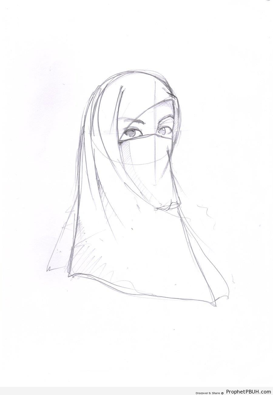 Niqabi Muslimah Drawing - Drawings 