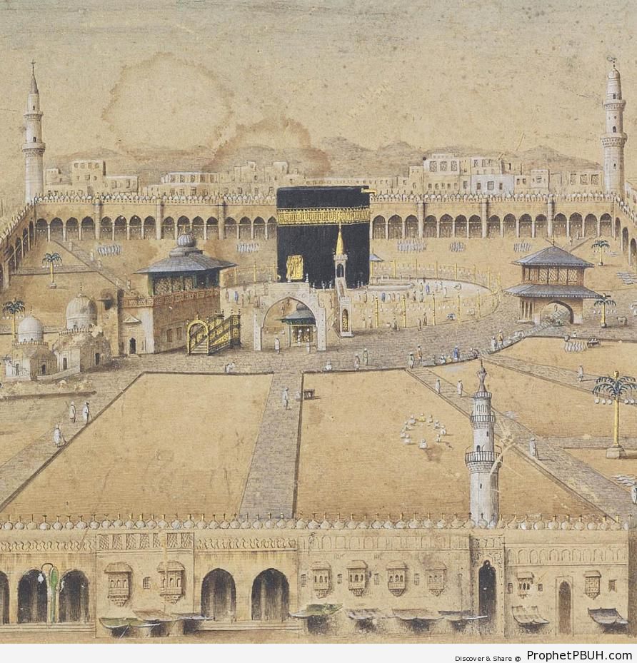 Old Drawing of Masjid al-Haram (Makkah, Saudi Arabia) - al-Masjid al-Haram in Makkah, Saudi Arabia -Picture