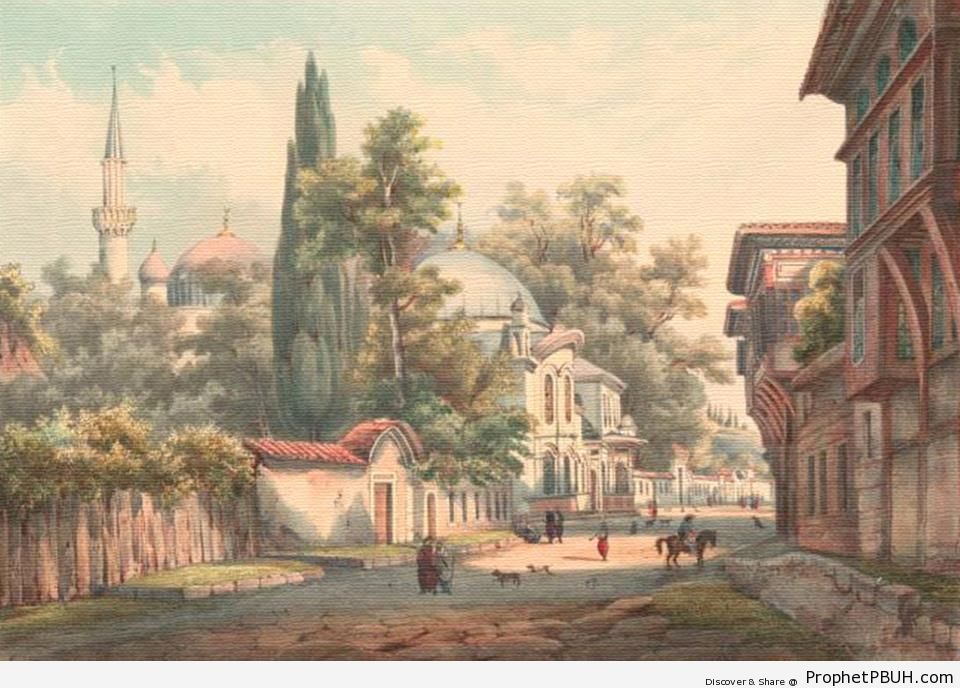 Painting of EyÃ¼p Sultan Mosque in Istanbul, Turkey - Drawings 
