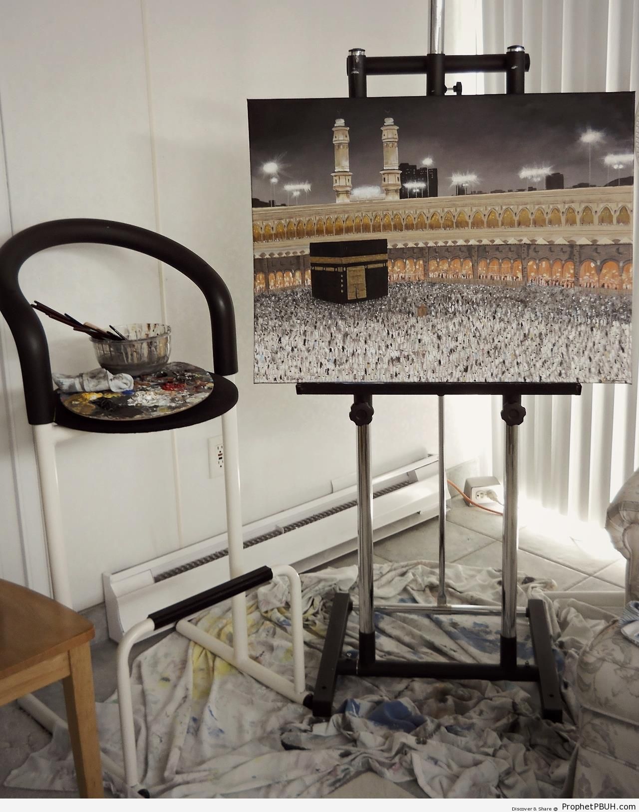 Painting of al-Masjid al-Haram and the Kaaba - al-Masjid al-Haram in Makkah, Saudi Arabia -Picture