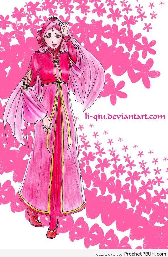 Pink Hijab Fashion Design - Drawings