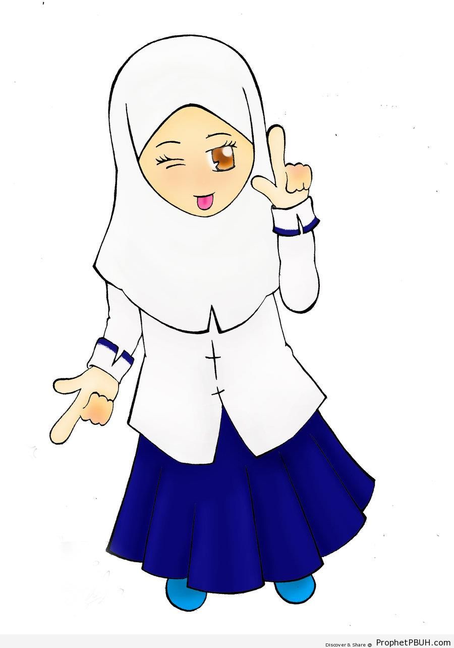 Playful Muslim Schoolgirl - Drawings 