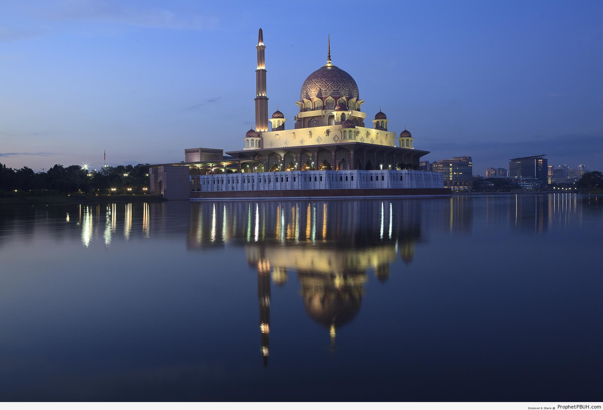 Putra Mosque & Reflection in Water at Dusk - Malaysia -Picture