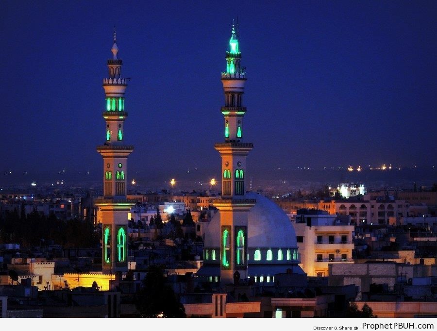 Quba- Mosque in Homs, Syria at Night - Homs, Syria -Picture