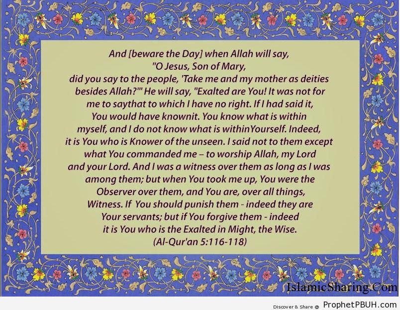 Quran Chapter 5 Verse 116 118