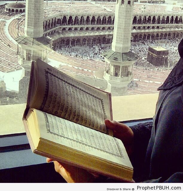 Reading Quran at Safwa Tower, Looking Onto Masjid al-Haram - al-Masjid al-Haram in Makkah, Saudi Arabia