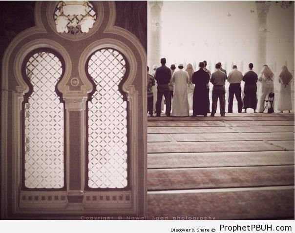 Rows of Men Praying at Mosque - Islamic Architecture