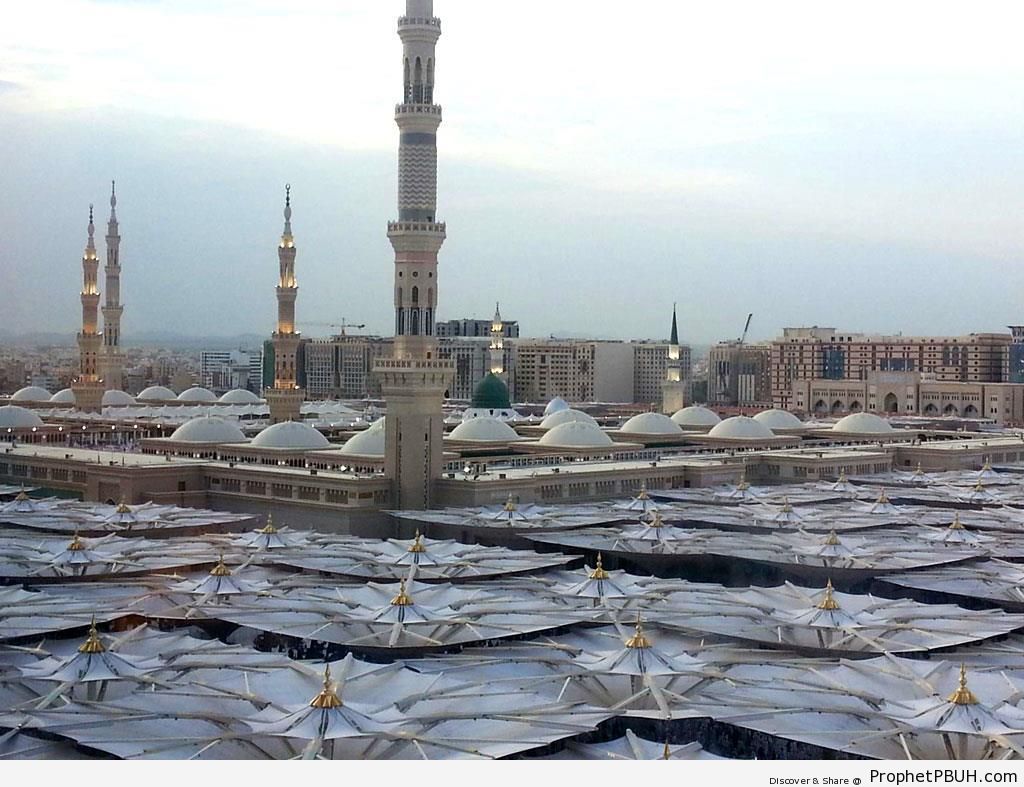 Sea of Umbrellas (Mosque of the Prophet, Madinah) - Al-Masjid an-Nabawi (The Prophets Mosque) in Madinah, Saudi Arabia -Picture