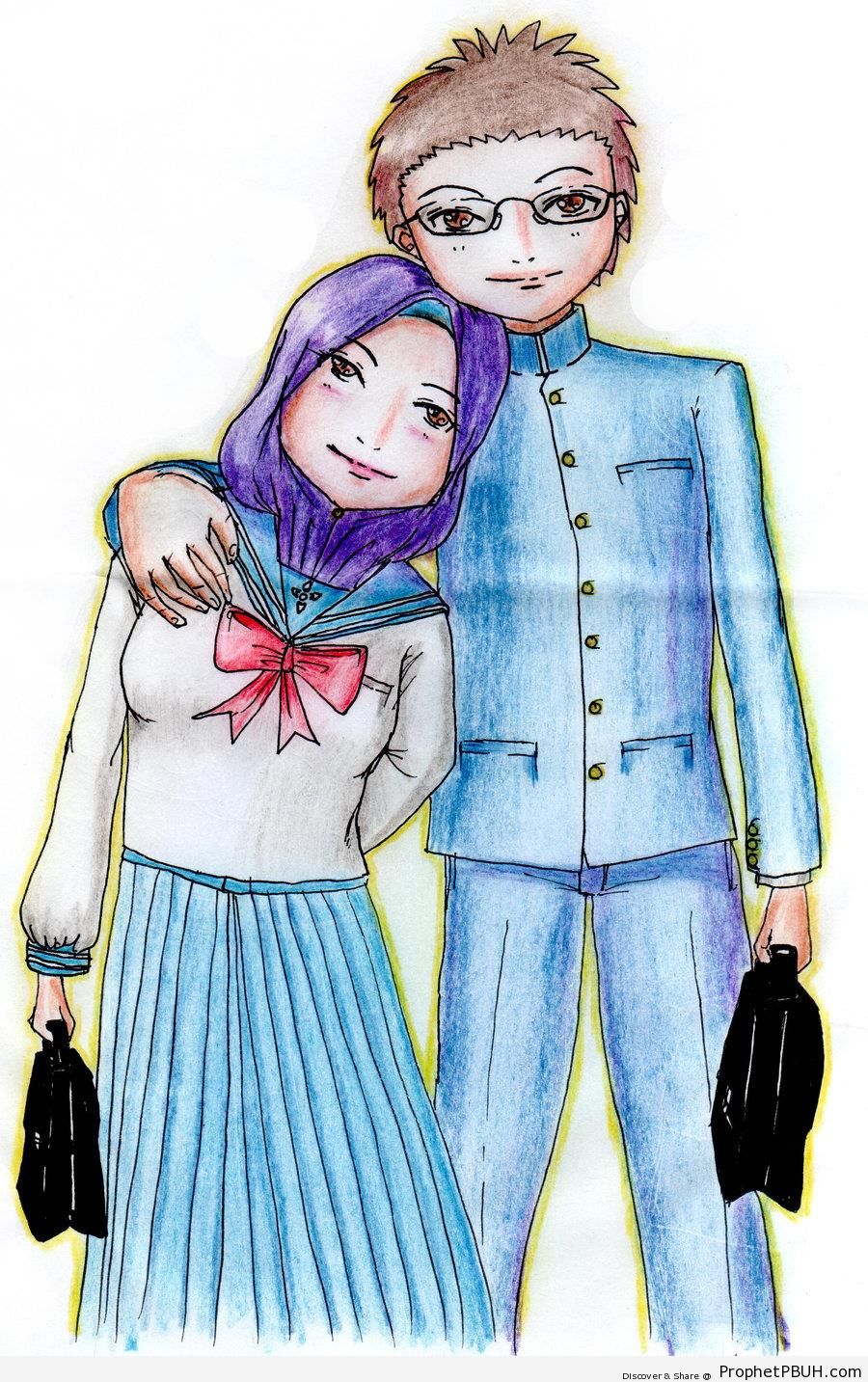 Sibling Muslim Students - Drawings 