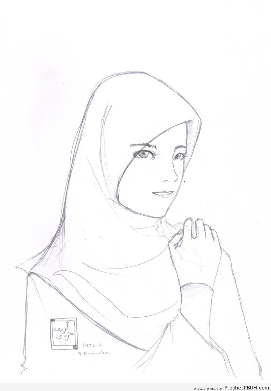 Simple Muslimah Drawing - Drawings 