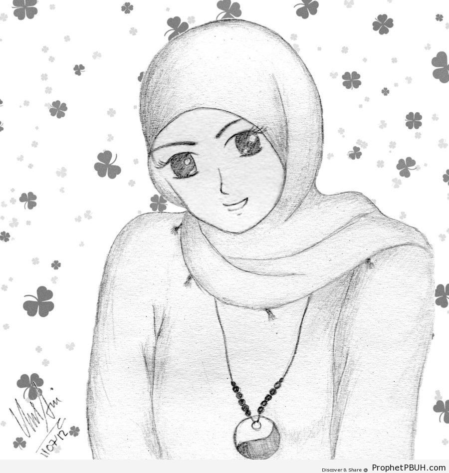 Smiling Hijabi Woman - Drawings