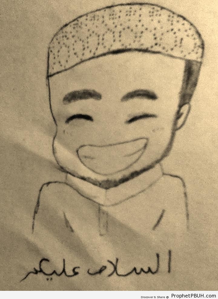 Smiling Muslim Man Drawing - Drawings 
