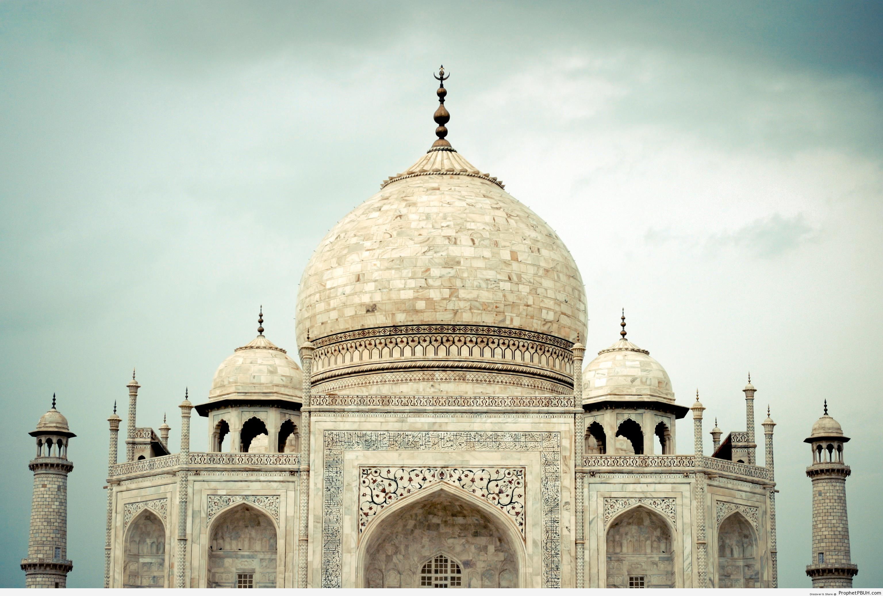 Taj Mahal Upper Half Detail - Agra, India 
