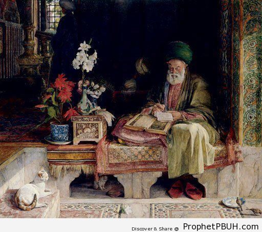 The Commentator on the Koran, Painting by John Frederick Lewis - Drawings