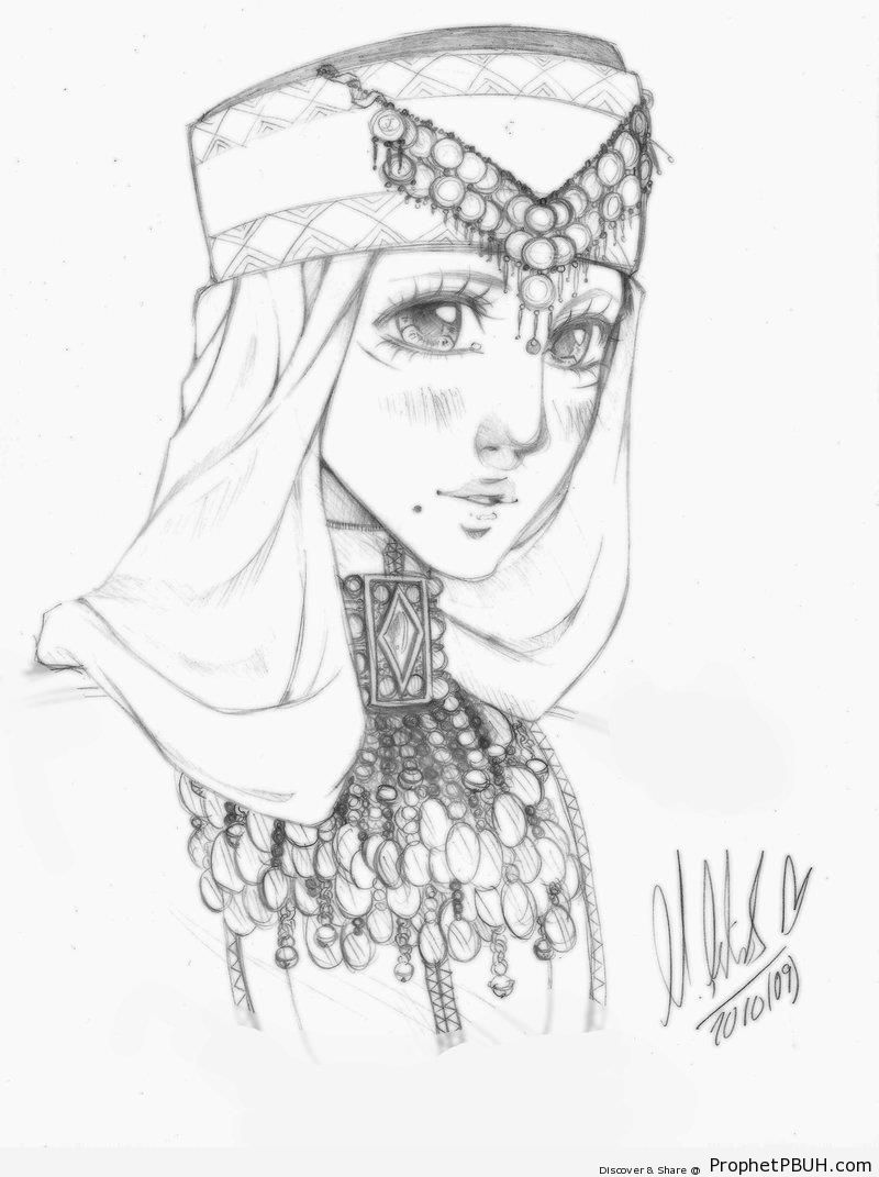 Traditional Hijab - Drawings 