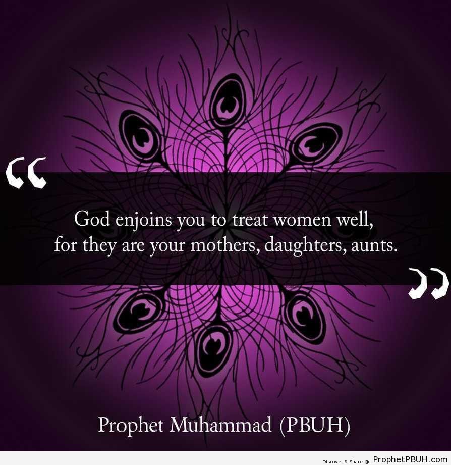 Treat Women Well (Prophet Muhammad ï·º Quote) - Hadith -Picture