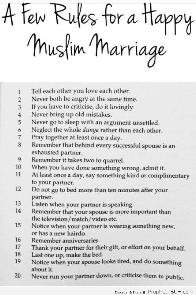 Few Rules for a happy Muslim Marriage