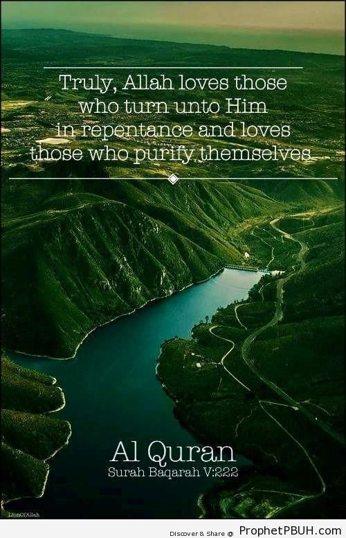 Allah Loves Those Who Turn To Him in Repentance - Islamic Quotes
