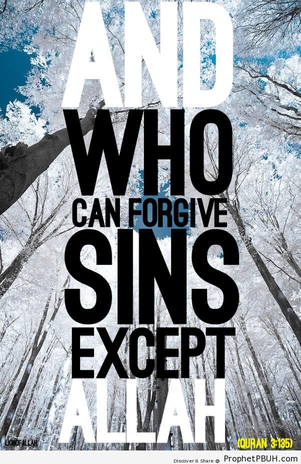 And Who Can Forgive Sins (Quran 3-135; Surat Al `Imran) - Islamic Calligraphy and Typography