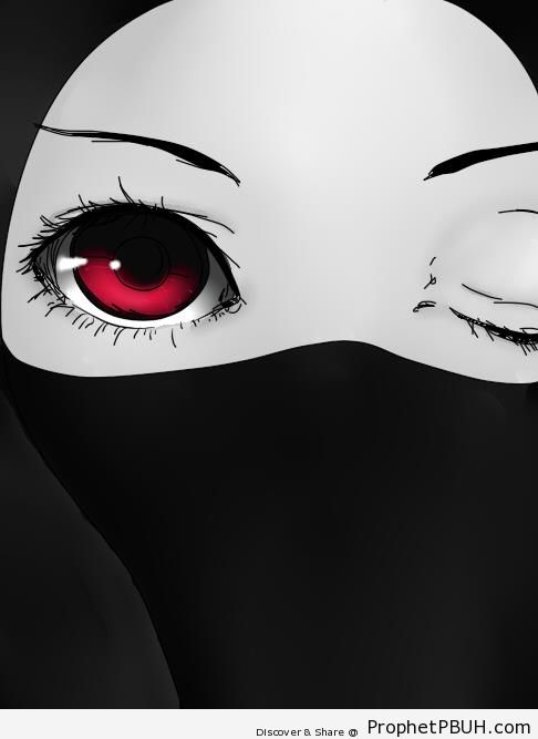 Anime Eyes Through Niqab - Drawings