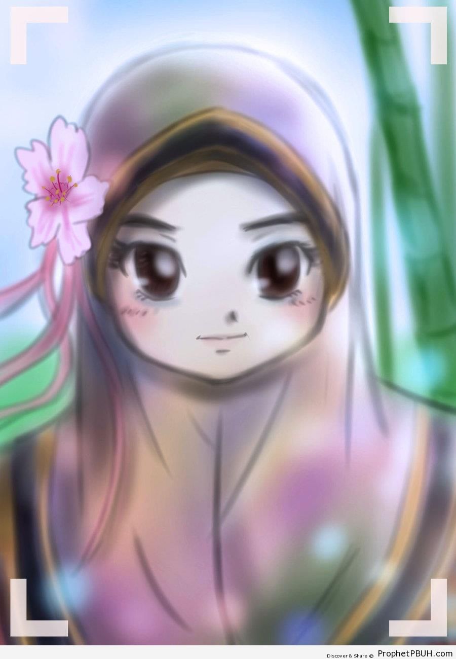 Anime Girl Muslimah - Drawings of Female Muslims (Muslimahs & Hijab Drawings) 
