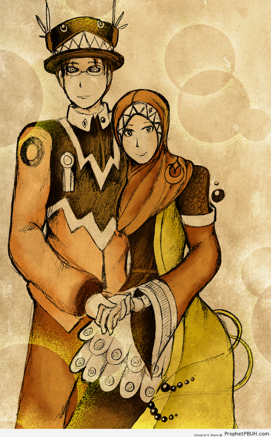 Anime Muslim Couple - Drawings 