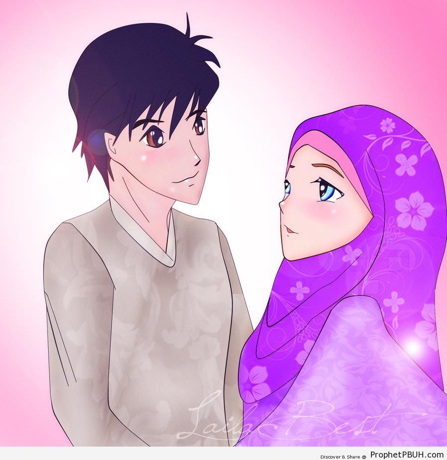 Anime Muslim Lovers - Drawings 