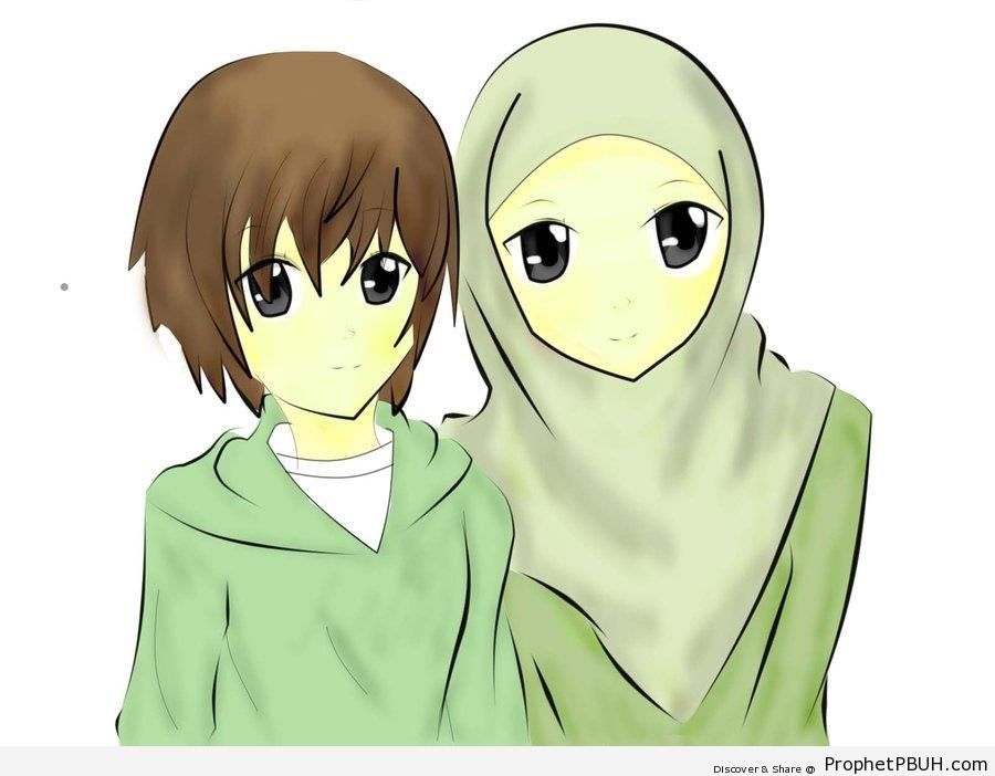Anime Muslim Twin Siblings - Drawings 