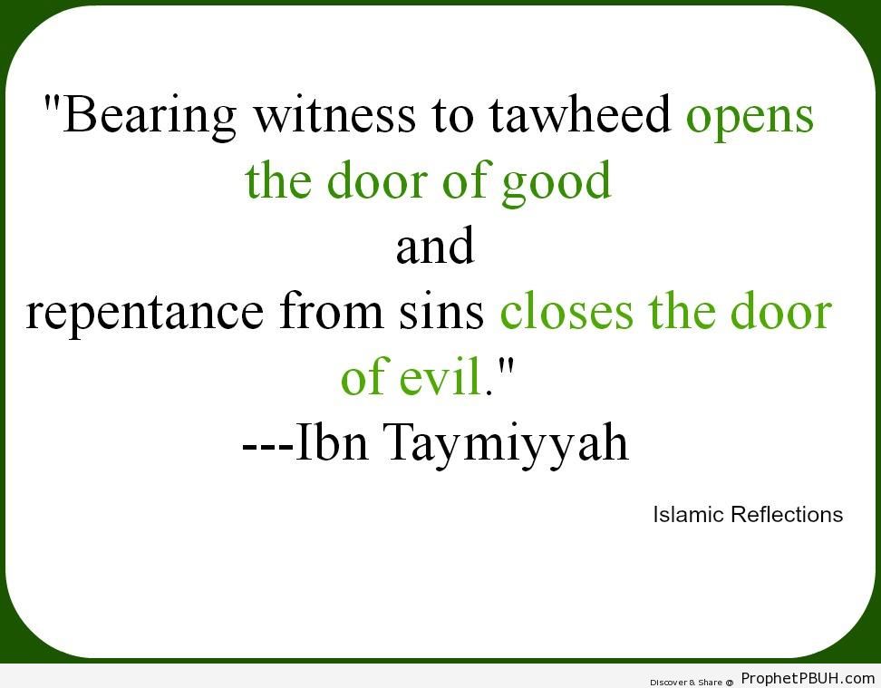 Bearing Witness to Tawheed - Ibn Taymiyyah Quotes 