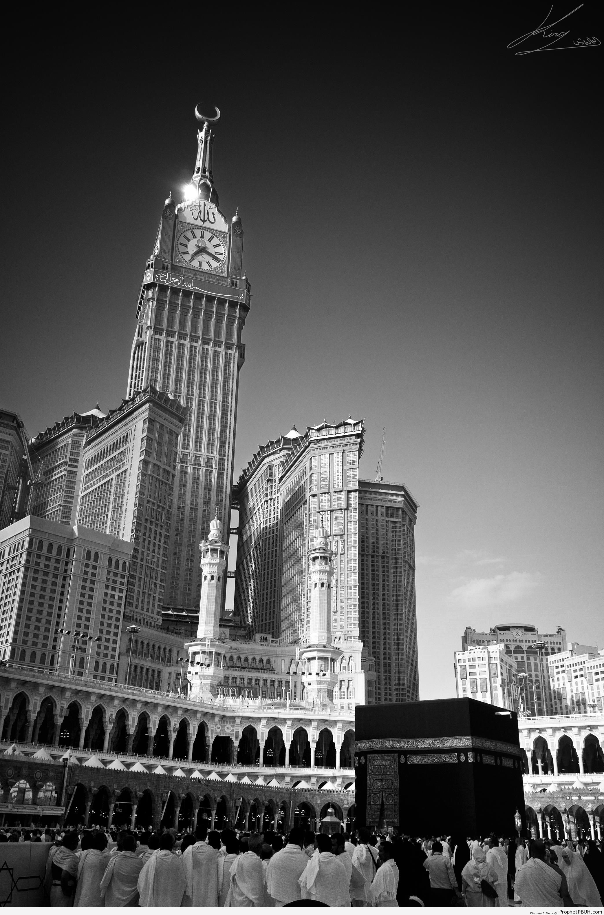 Black and White Shot of Masjid al-Haram and the Kaba - al-Masjid al-Haram in Makkah, Saudi Arabia -Picture