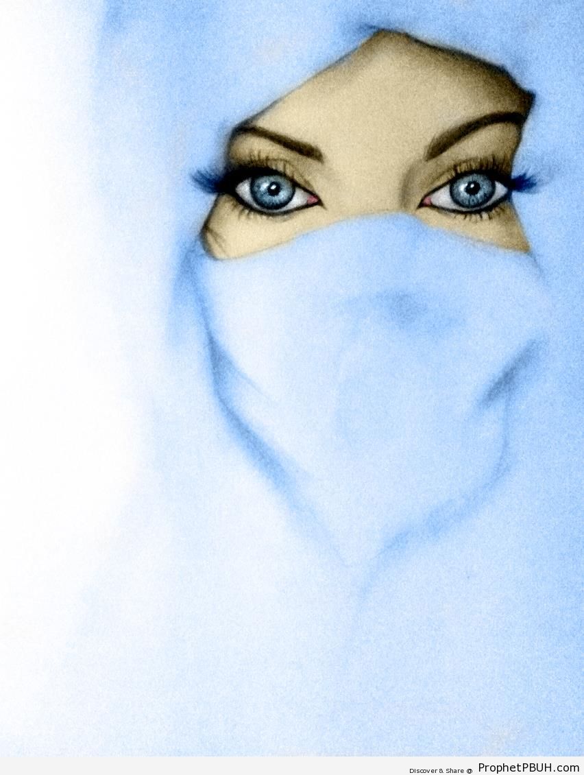Blue Eyes in Blue Niqab (Drawing) - Drawings 