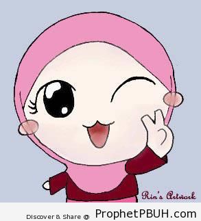 Cat-Mouthed Hijabi Manga Girl - Chibi Drawings (Cute Muslim Characters)