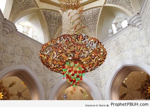 Chandelier Under the Main Dome of Sheikh Zayed Grand Mosque - Abu Dhabi, United Arab Emirates