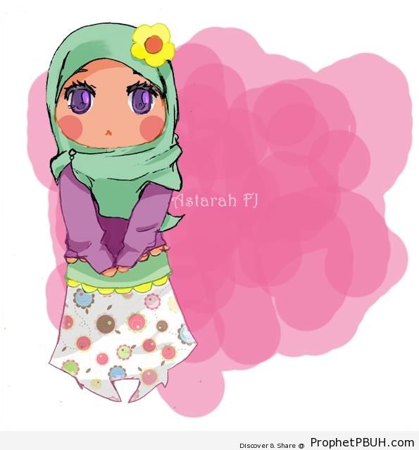 Chibi Muslim Girl in Hijab - Chibi Drawings (Cute Muslim Characters) 