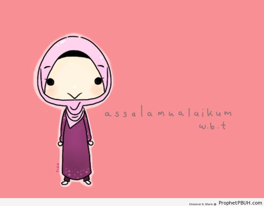Chibi Muslim Woman Saying Salams - Chibi Drawings (Cute Muslim Characters) 