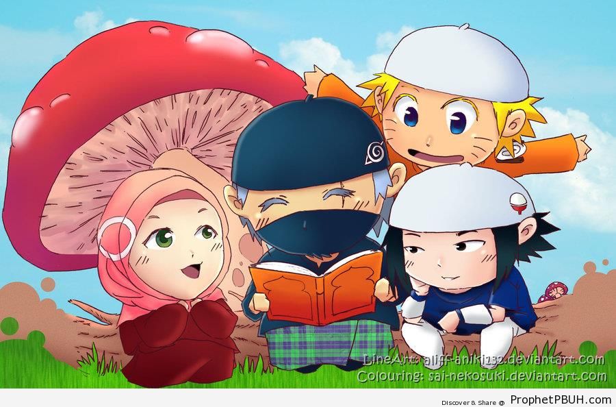 Chibi Naruto Muslim Family - Chibi Boy Drawings 