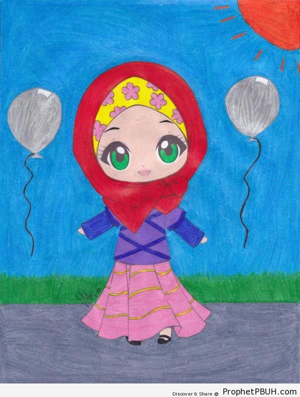 Cute Hijabi - Chibi Drawings (Cute Muslim Characters)
