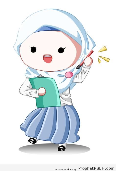 Cute Hijabi Lady Drawing - Chibi Drawings (Cute Muslim Characters)